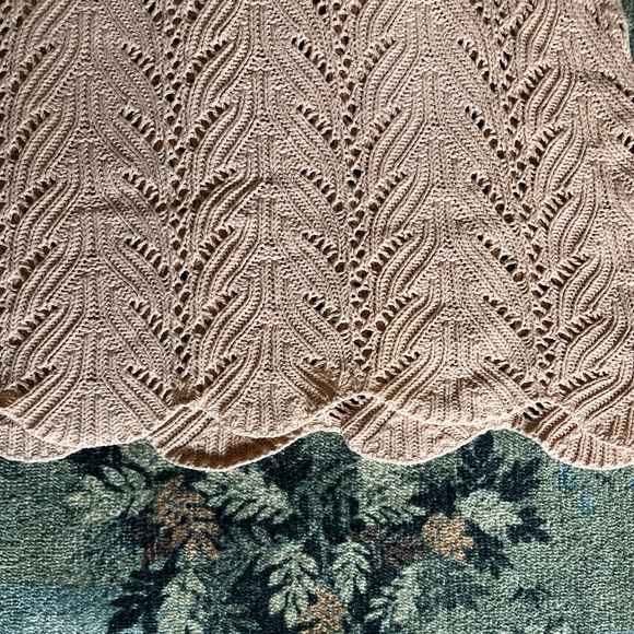 Vintage peachy pink scallop hem cotton knit sweater - Picture 3 of 5